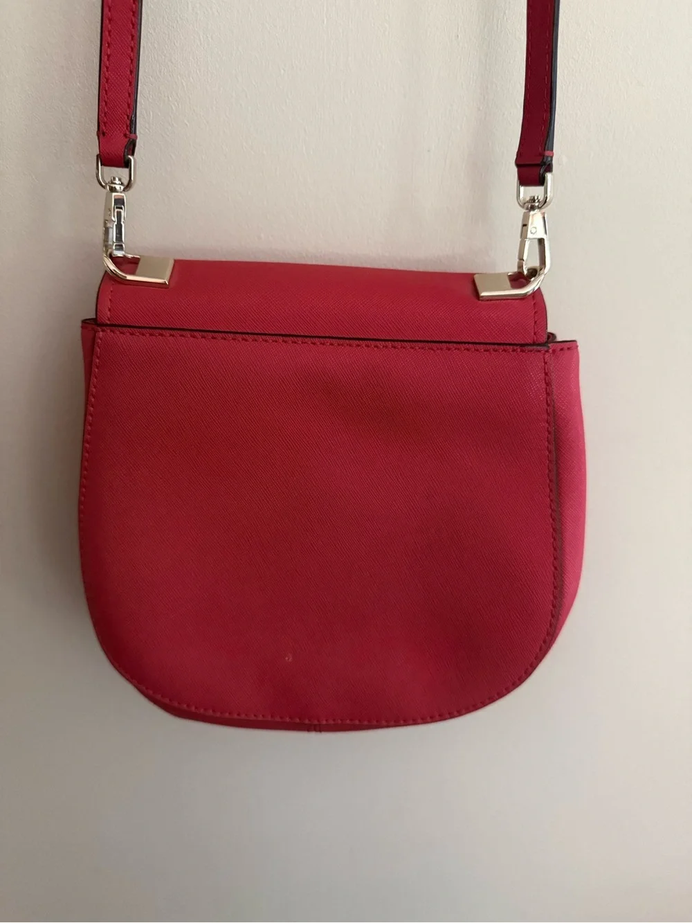 kate spade Red Pebbled Leather Crossbody Saddle Bag